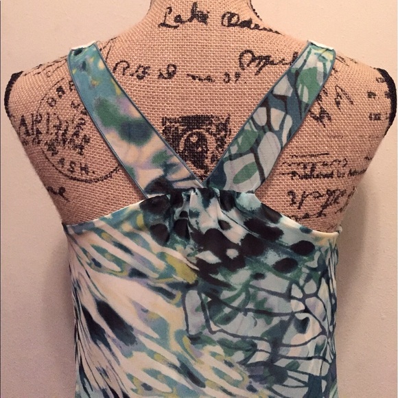 BCX Sheer Sleeveless Blue Multicolor Blouse-S - Picture 4 of 7